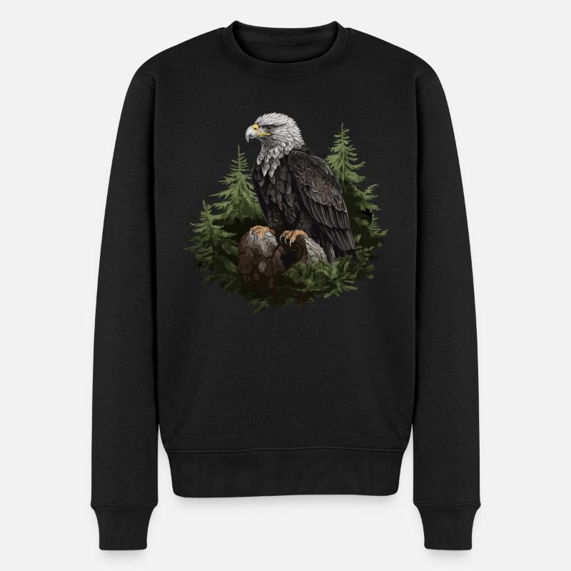 Weißkopfseeadler Adler Vogel Tier Wald - Männer Premium Bio Pullover - Schwarz