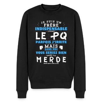 J'aime mon frère PQ - idée cadeau humour frangin - Pull Premium bio Homme - noir - Devant - Nico (187cm)