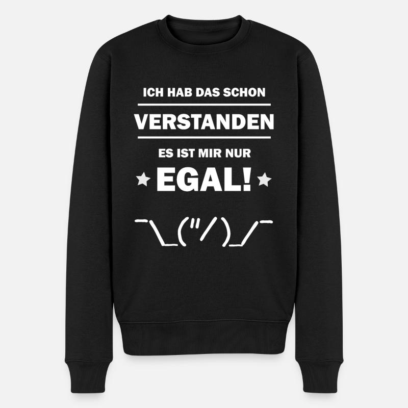Ist mir egal Stichmännchen lustig witziger Spruch - Männer Premium Bio Pullover - Schwarz