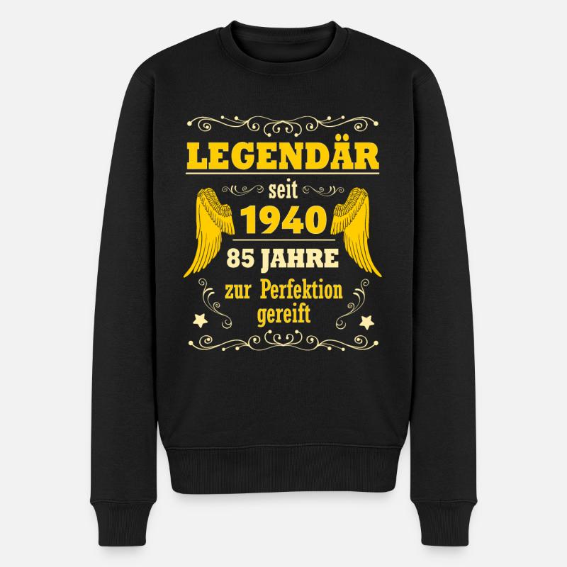 Legendär seit 1940 Geschenk 85. Geburtstag Mann - Männer Premium Bio Pullover - Schwarz
