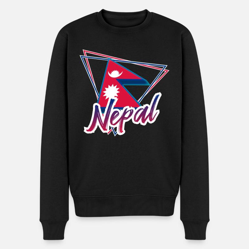 Nepal - Männer Premium Bio Pullover - Schwarz