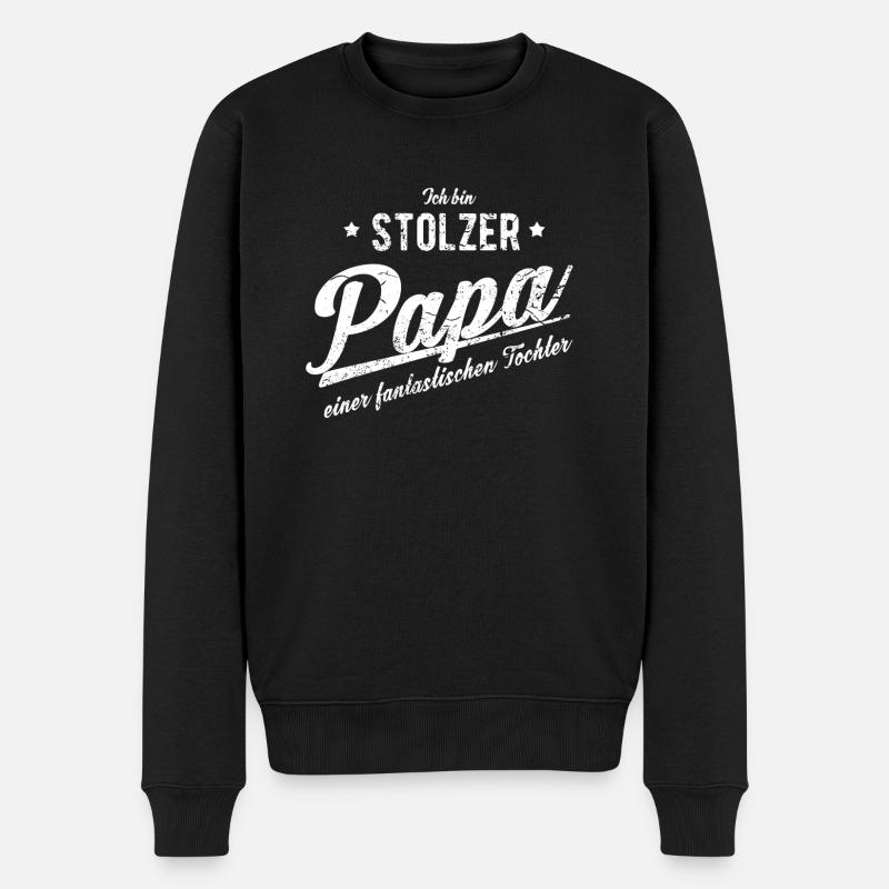 Stolzer Papa einer fantastischen Tochter- Geschenk - Männer Premium Bio Pullover - Schwarz