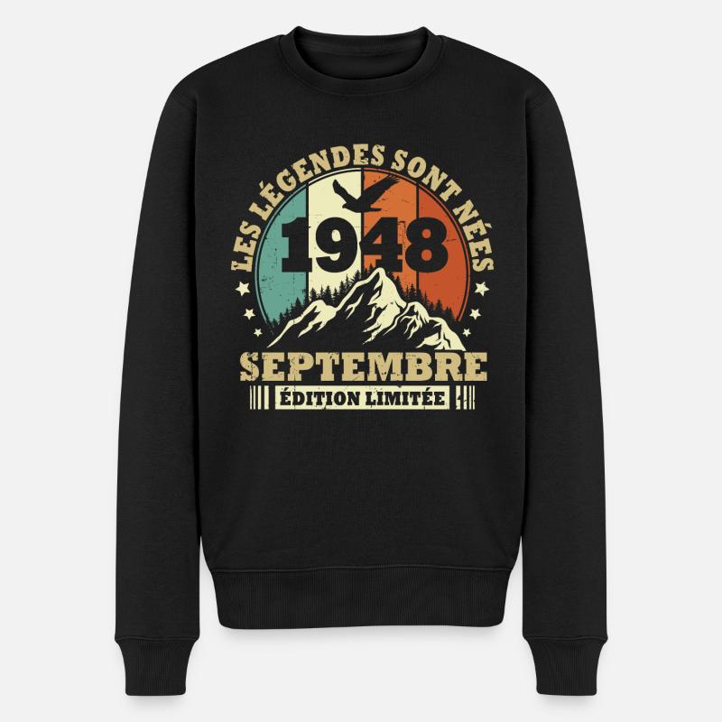 Vintage September 1948 Vintage Geburtstagsgeschenk - Männer Premium Bio Pullover - Schwarz