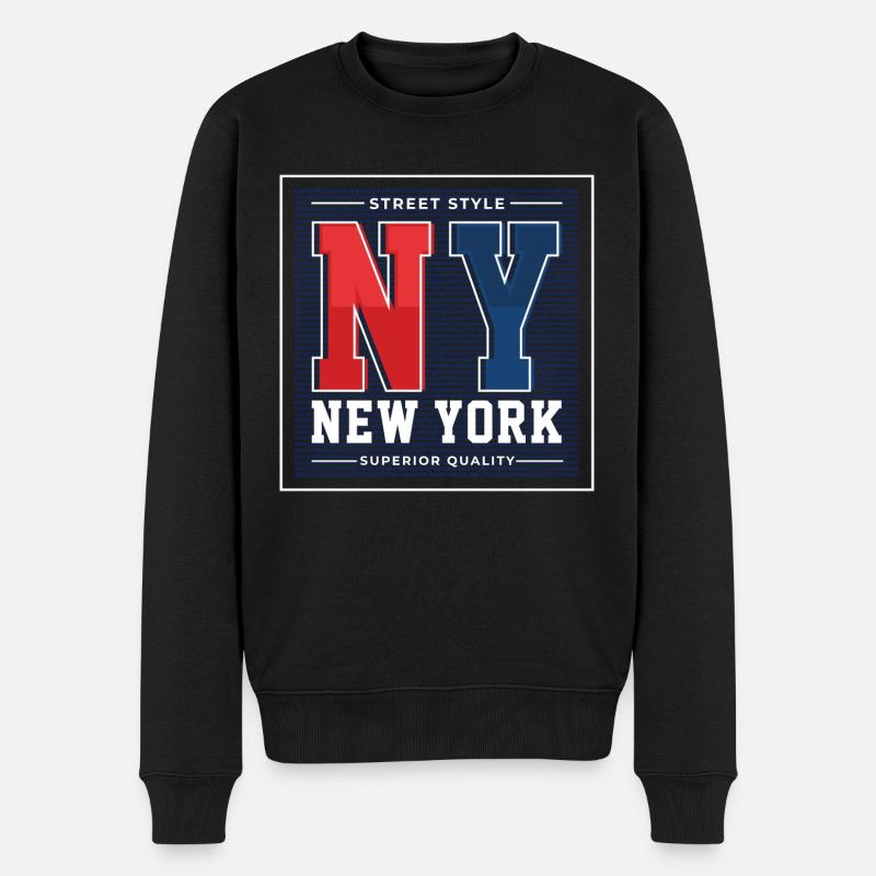New York - Männer Premium Bio Pullover - Schwarz