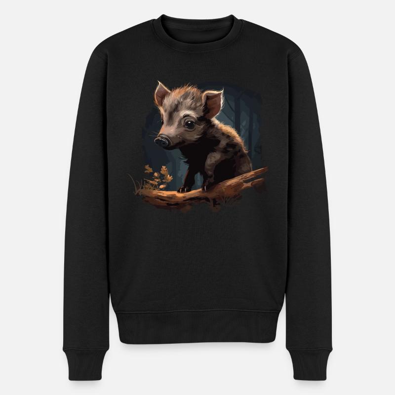 Sanglier nouveau venu bébé sanglier - Pull Premium bio Homme - noir