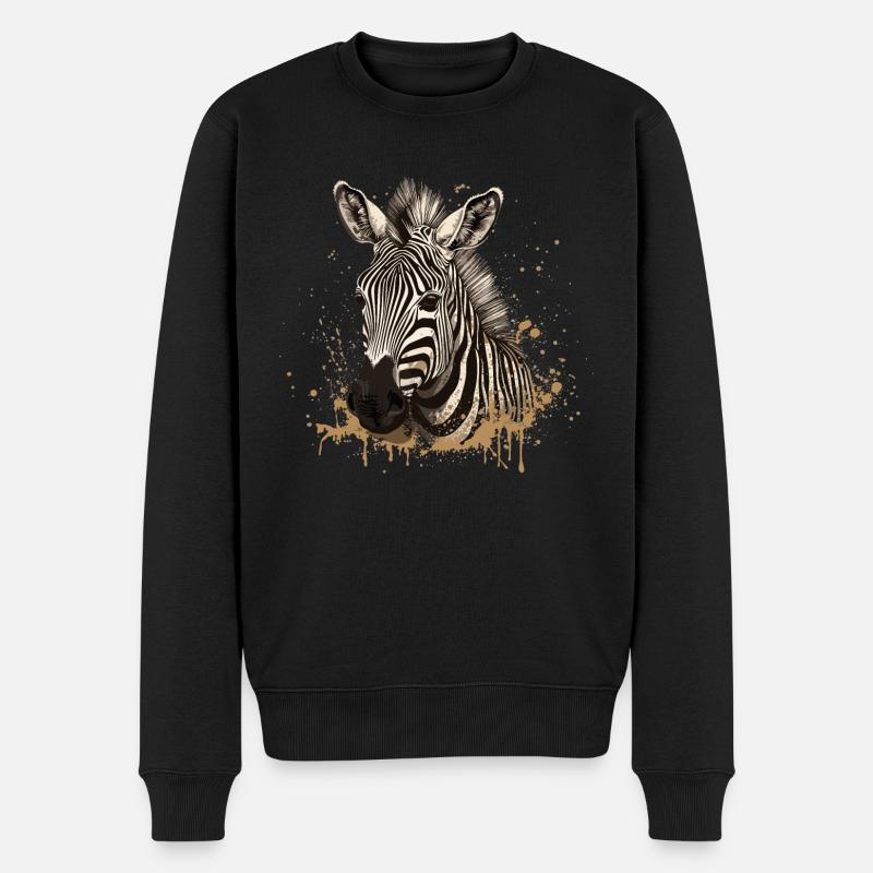 Zebra Afrika Tier - Männer Premium Bio Pullover - Schwarz