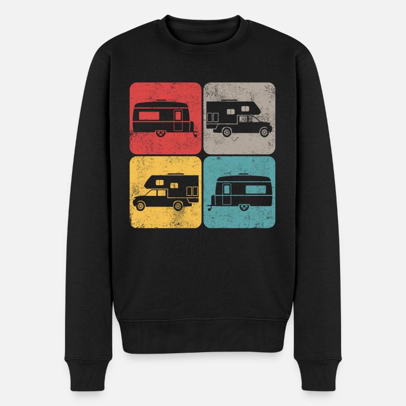 Wohnmobil Wohnwagen Retro Vintage Geschenk - Männer Premium Bio Pullover - Schwarz