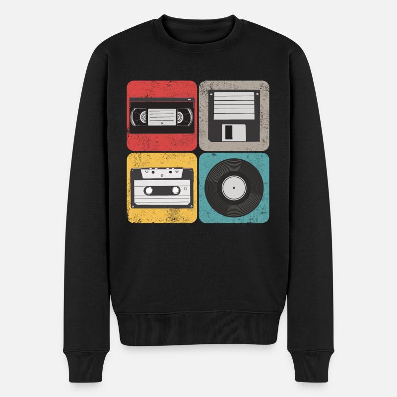 Diskette Videokasste Vinyl Hörspielkassete Retro - Männer Premium Bio Pullover - Schwarz