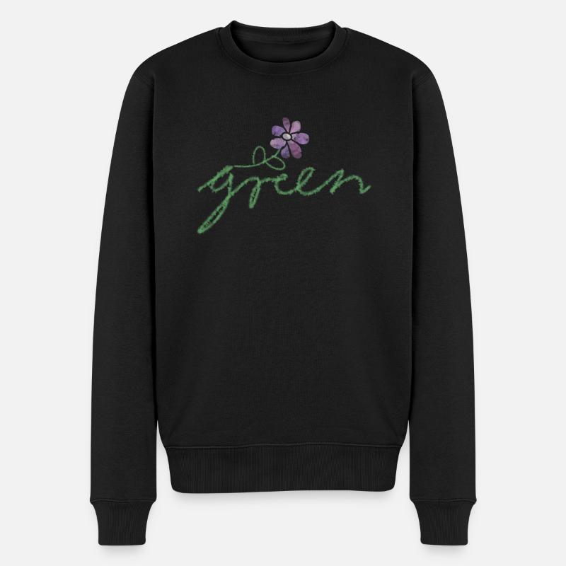 Grün Natur - Männer Premium Bio Pullover - Schwarz
