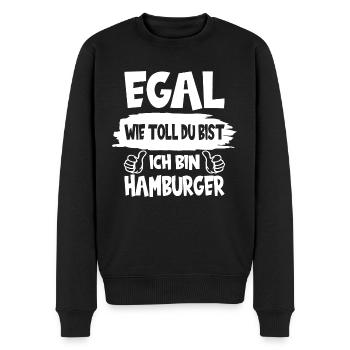 HAMBURG ICH BIN HAMBURGER - Männer Premium Bio Pullover - Schwarz - Vorne - Nico (187cm)