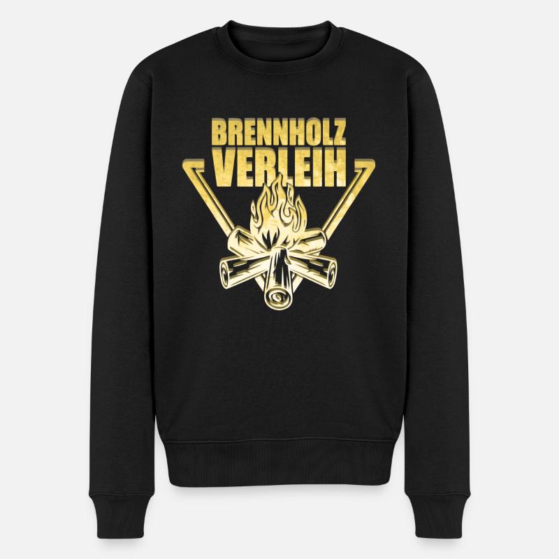 Brennholz Verleih Gold - Männer Premium Bio Pullover - Schwarz