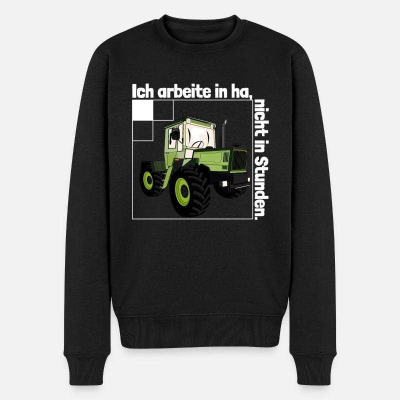 Ich arbeite in Hektar - Lohnarbeit Bauer MB Trac - Männer Premium Bio Pullover - Schwarz