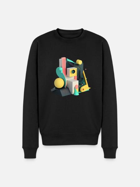 3D - Männer Premium Bio Pullover - Schwarz