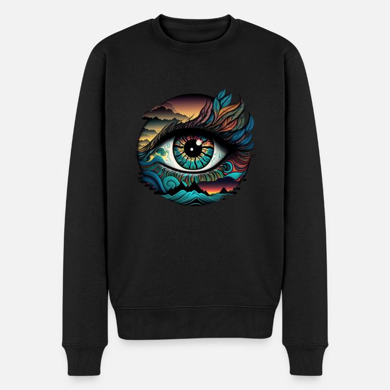 TRIPPY AUGE - Männer Premium Bio Pullover - Schwarz