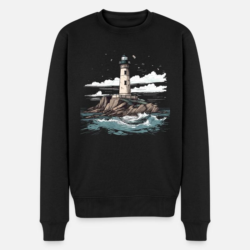 Leuchtturm Küste Meer See Ozean Ostsee Nordsee - Männer Premium Bio Pullover - Schwarz
