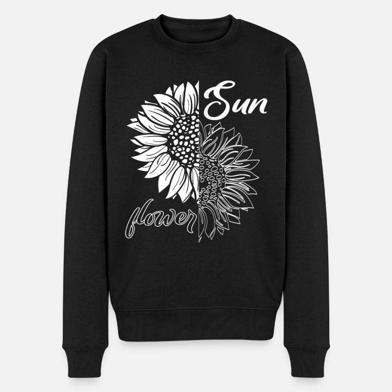 Sonnenblume, schwarz weiss - Männer Premium Bio Pullover - Schwarz