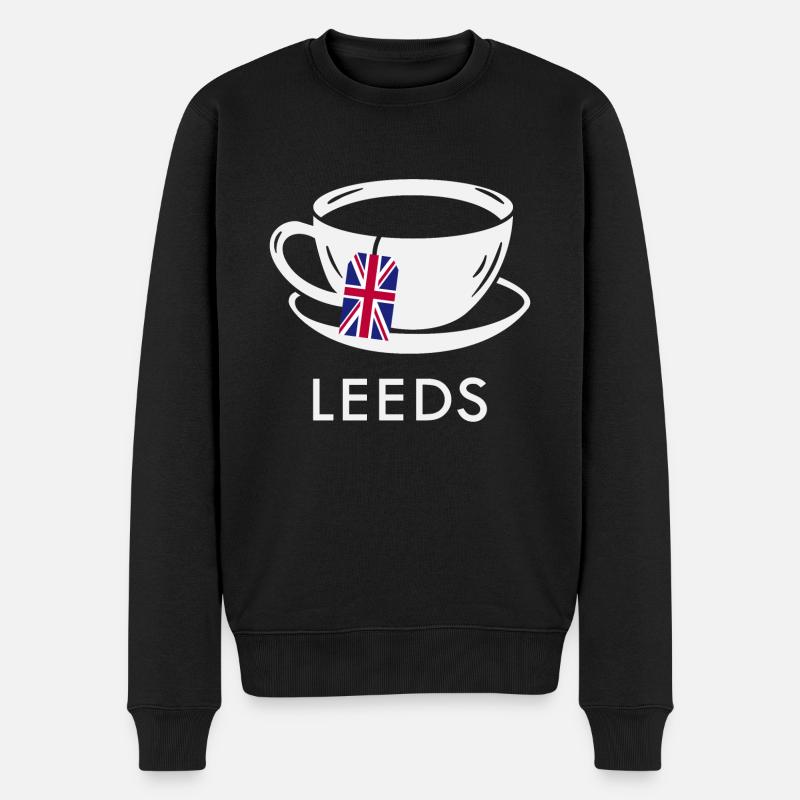 Leeds Teetasse UK Flagge Teebeutel - Männer Premium Bio Pullover - Schwarz