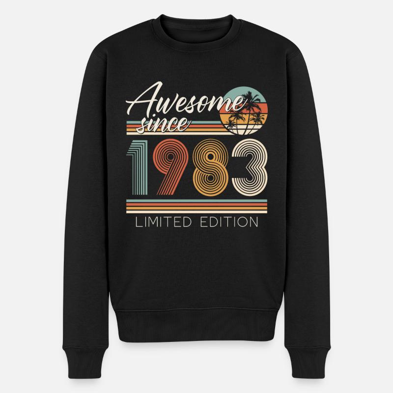 1983 Jahrgang geboren Vintage Geburtstag Retro - Männer Premium Bio Pullover - Schwarz