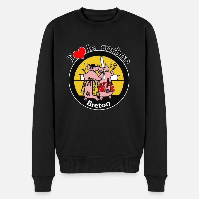 Bretonisches Schwein - Männer Premium Bio Pullover - Schwarz