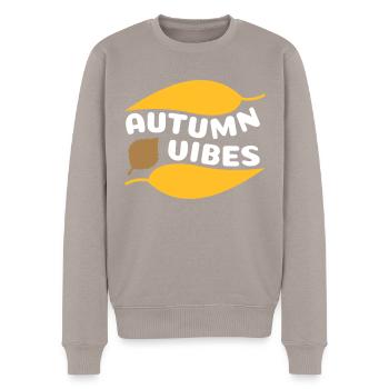 Autumn vibes (geschwungene Laubblätter) - Männer Premium Bio Pullover - Taupe - Vorne - Nico (187cm)