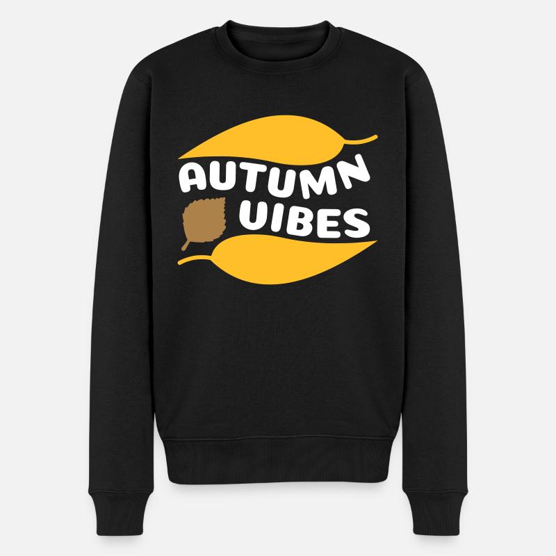 Vibrations d’automne (feuilles incurvées) - Pull Premium bio Homme - noir