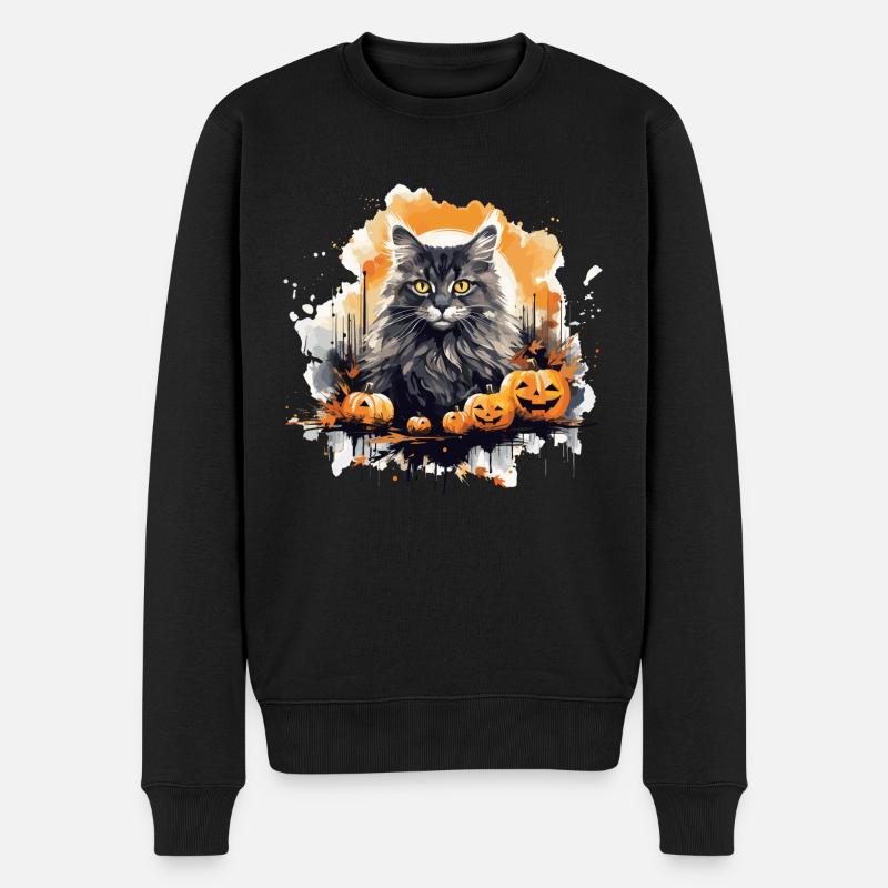 Maine Coon Automne Halloween Chat - Pull Premium bio Homme - noir