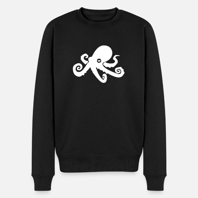 Krake - Männer Premium Bio Pullover - Schwarz