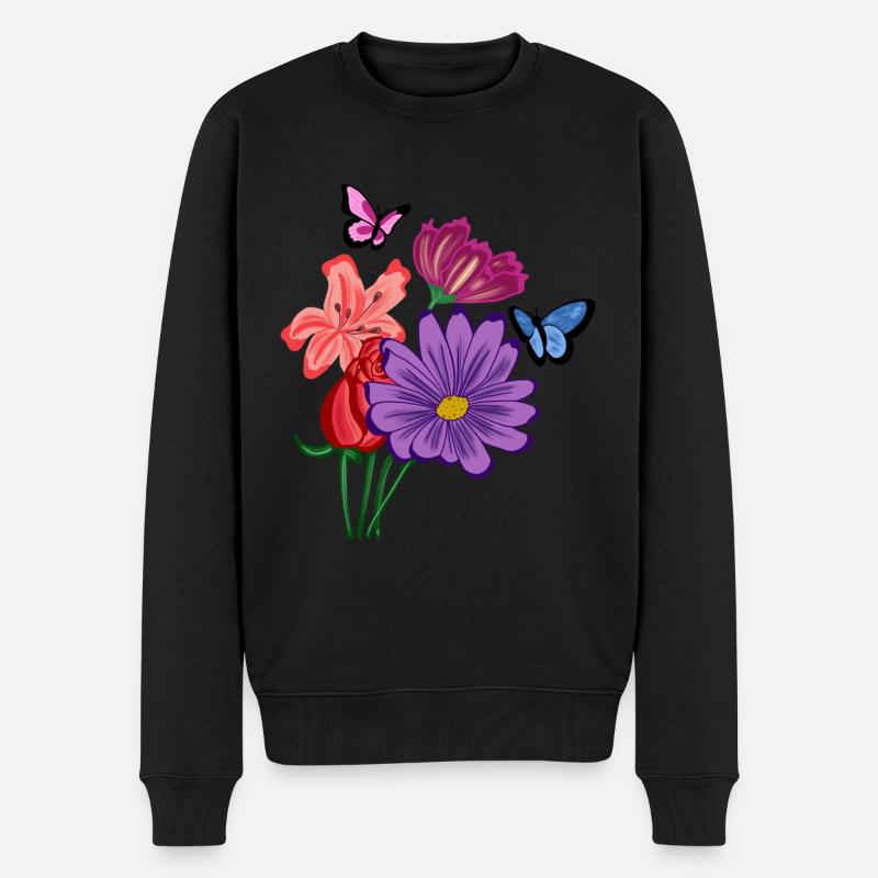 Fleurs et papillons - Pull Premium bio Homme - noir