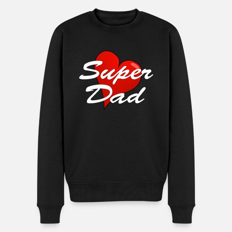 SUPER DAD - Männer Premium Bio Pullover - Schwarz