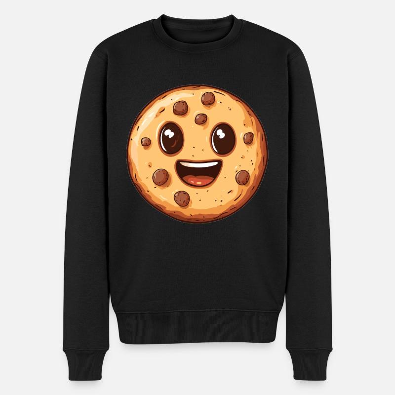 Lachender Cookie - Männer Premium Bio Pullover - Schwarz