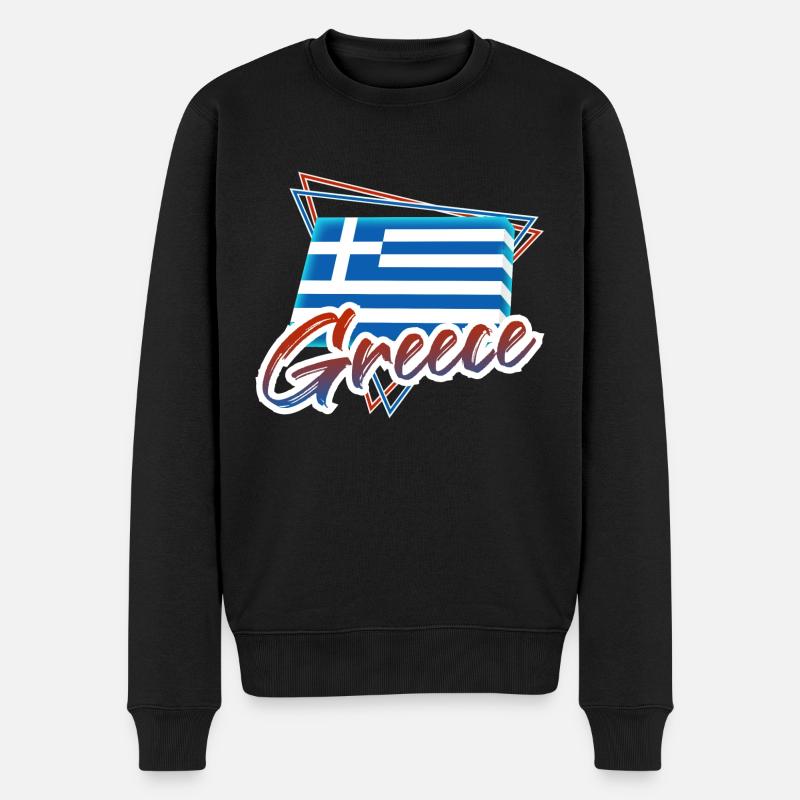 Griechenland - Männer Premium Bio Pullover - Schwarz