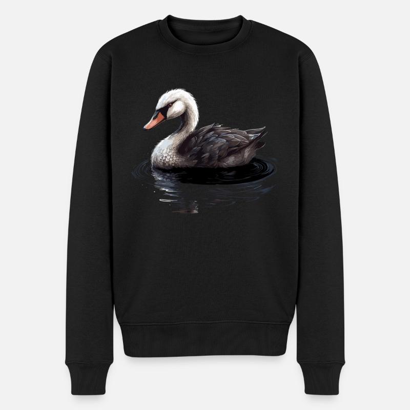 Schwan Vogel - Männer Premium Bio Pullover - Schwarz