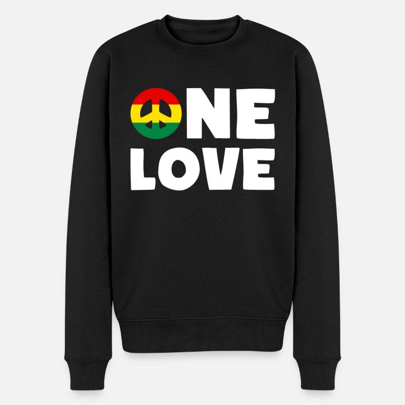 ONE LOVE Peace Jamaica Reggae Rastafari - Pull Premium bio Homme - noir