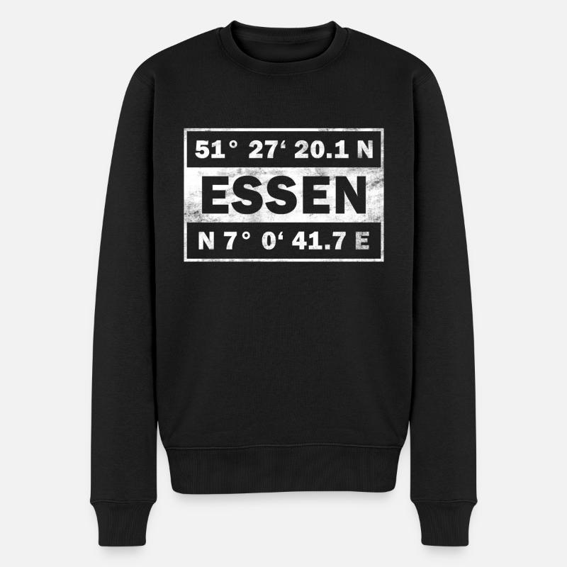 Essen Koordinaten - Männer Premium Bio Pullover - Schwarz