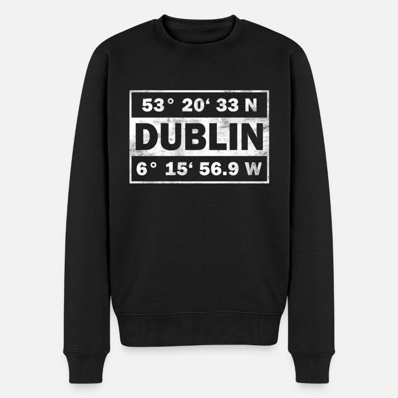 Dublin Coordonnées Irlande Dublin - Pull Premium bio Homme - noir