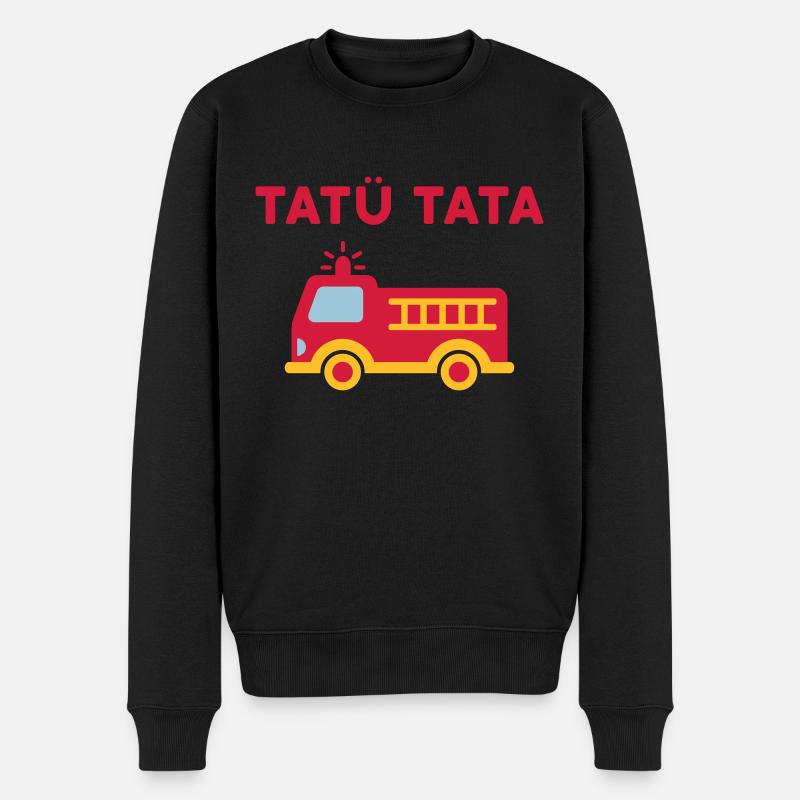 Tatü tata (Feuerwehrauto mit Leiter) - Männer Premium Bio Pullover - Schwarz