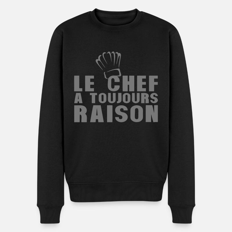 le chef toujours raison cuisinier toque - Pull Premium bio Homme - noir