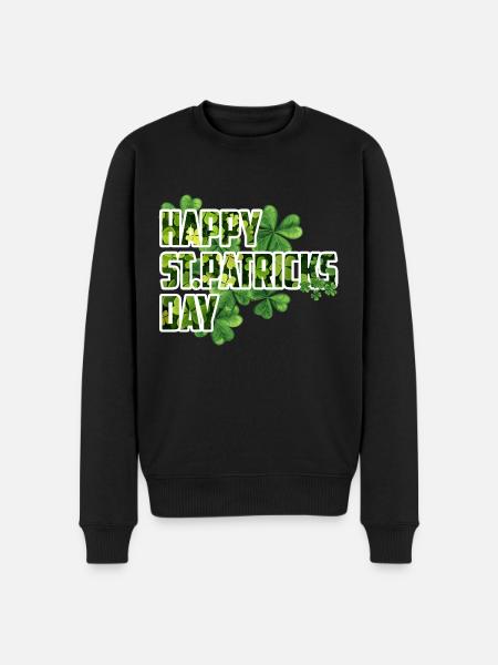 Joyeuse Saint-Patrick - Shamrock Design - Pull Premium bio Homme - noir