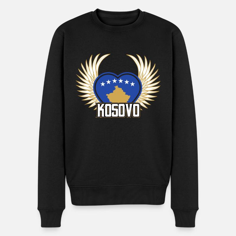 Kosovo - Männer Premium Bio Pullover - Schwarz