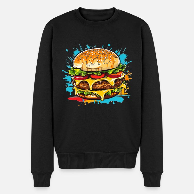Cheeseburger Splash - Pull Premium bio Homme - noir
