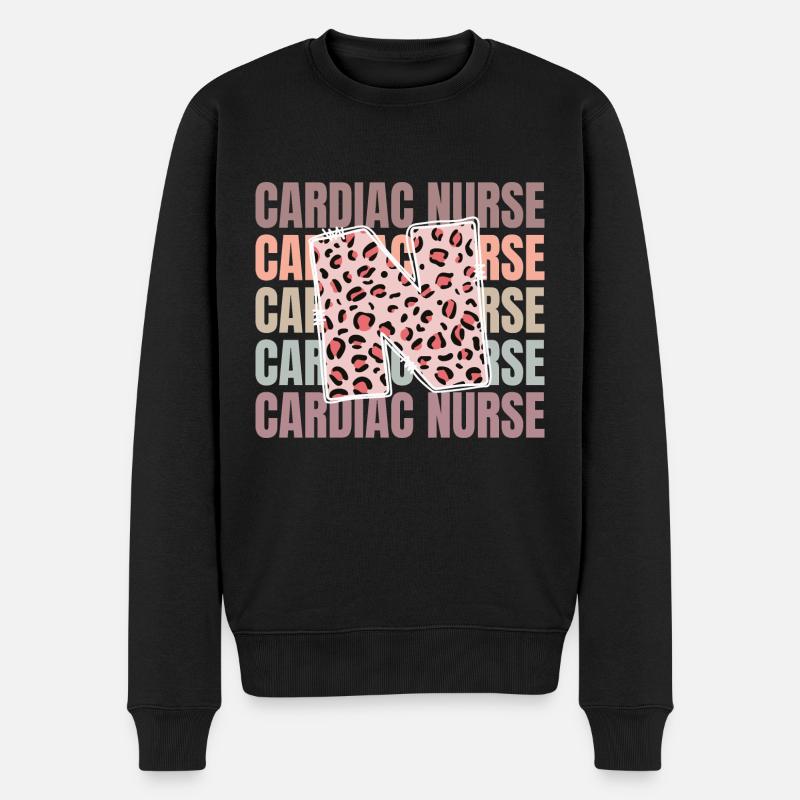 Leopard Herzkrankenschwester Leben - Männer Premium Bio Pullover - Schwarz