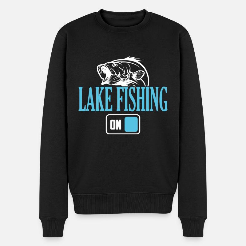 Fisherman Lake Angelmodus Ein - Männer Premium Bio Pullover - Schwarz