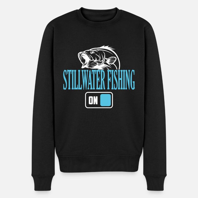Fisherman Stillwater Angelmodus Ein - Männer Premium Bio Pullover - Schwarz