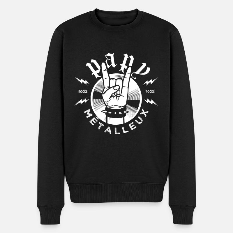 Papy Métalleux Métal misic - Pull Premium bio Homme - noir