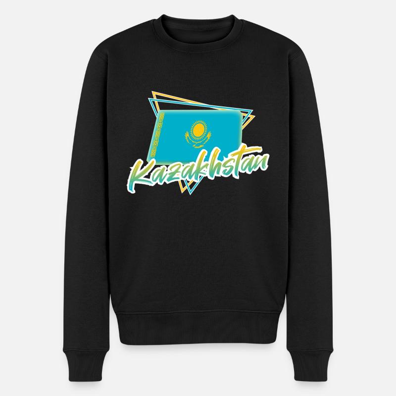 Kasachstan - Männer Premium Bio Pullover - Schwarz