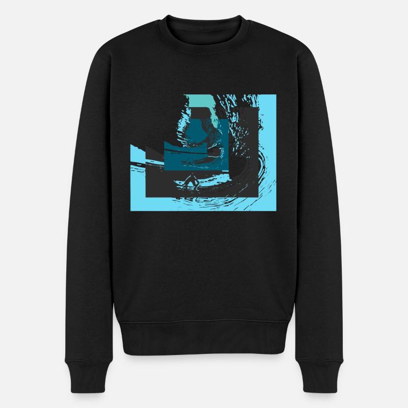 Wellen - Männer Premium Bio Pullover - Schwarz