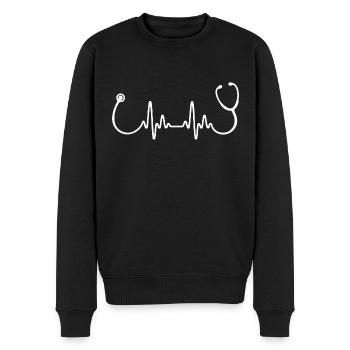 Arzt Medizin Mediziner Medizinstudent Herzschlag - Männer Premium Bio Pullover - Schwarz - Vorne - Nico (187cm)