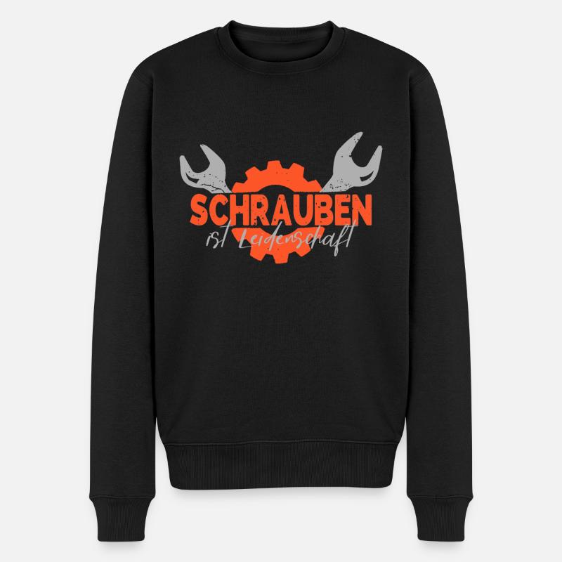 Schrauben - Männer Premium Bio Pullover - Schwarz