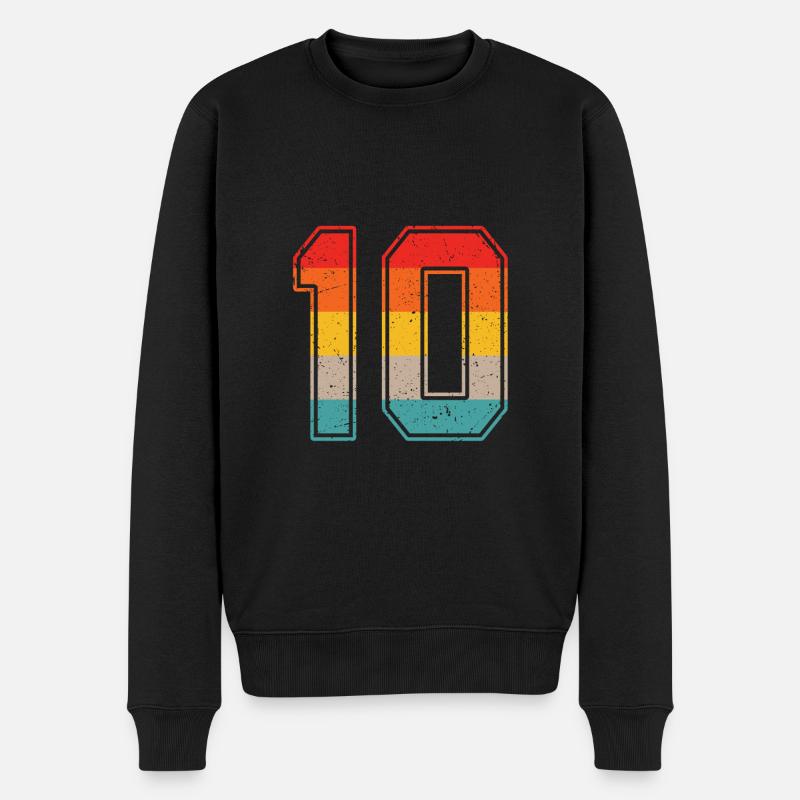10 Jahre Retro Trikot Nummer 10 T-shirt Nummer 10 - Männer Premium Bio Pullover - Schwarz