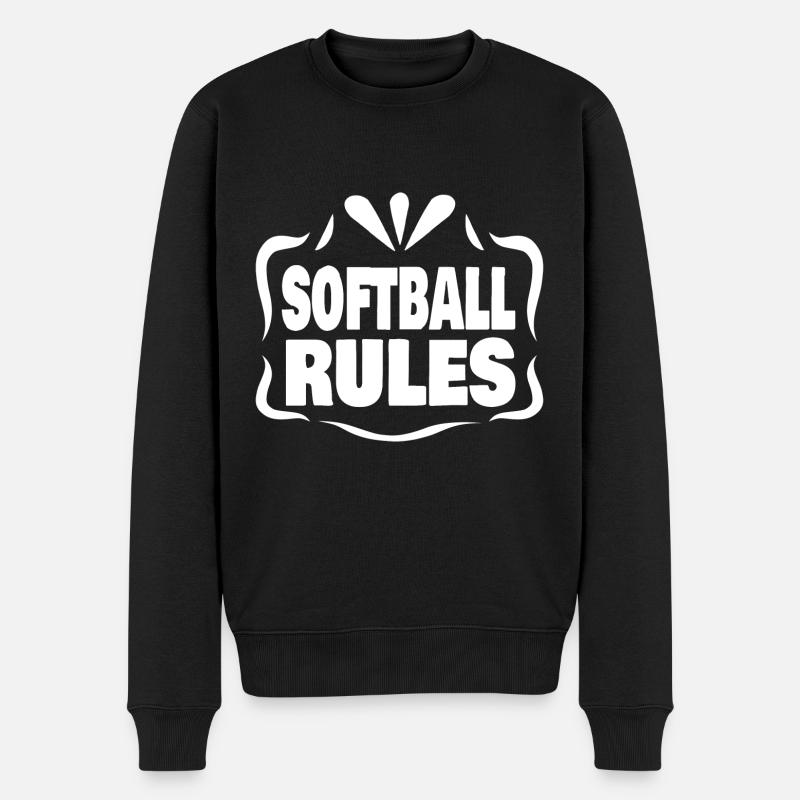 Perfect because Softball Rules - Männer Premium Bio Pullover - Schwarz